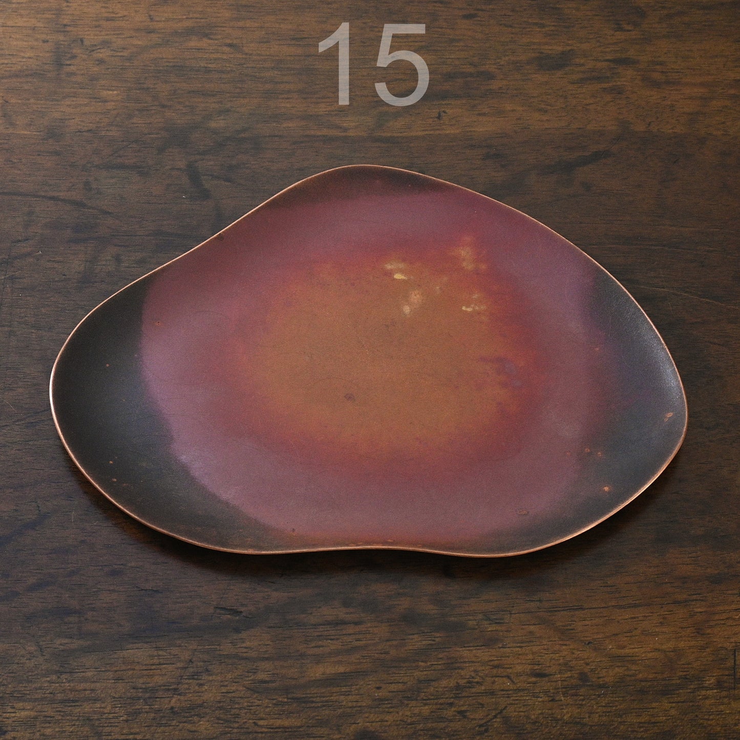 COPPER TRAYS WITH HEAT PATINA