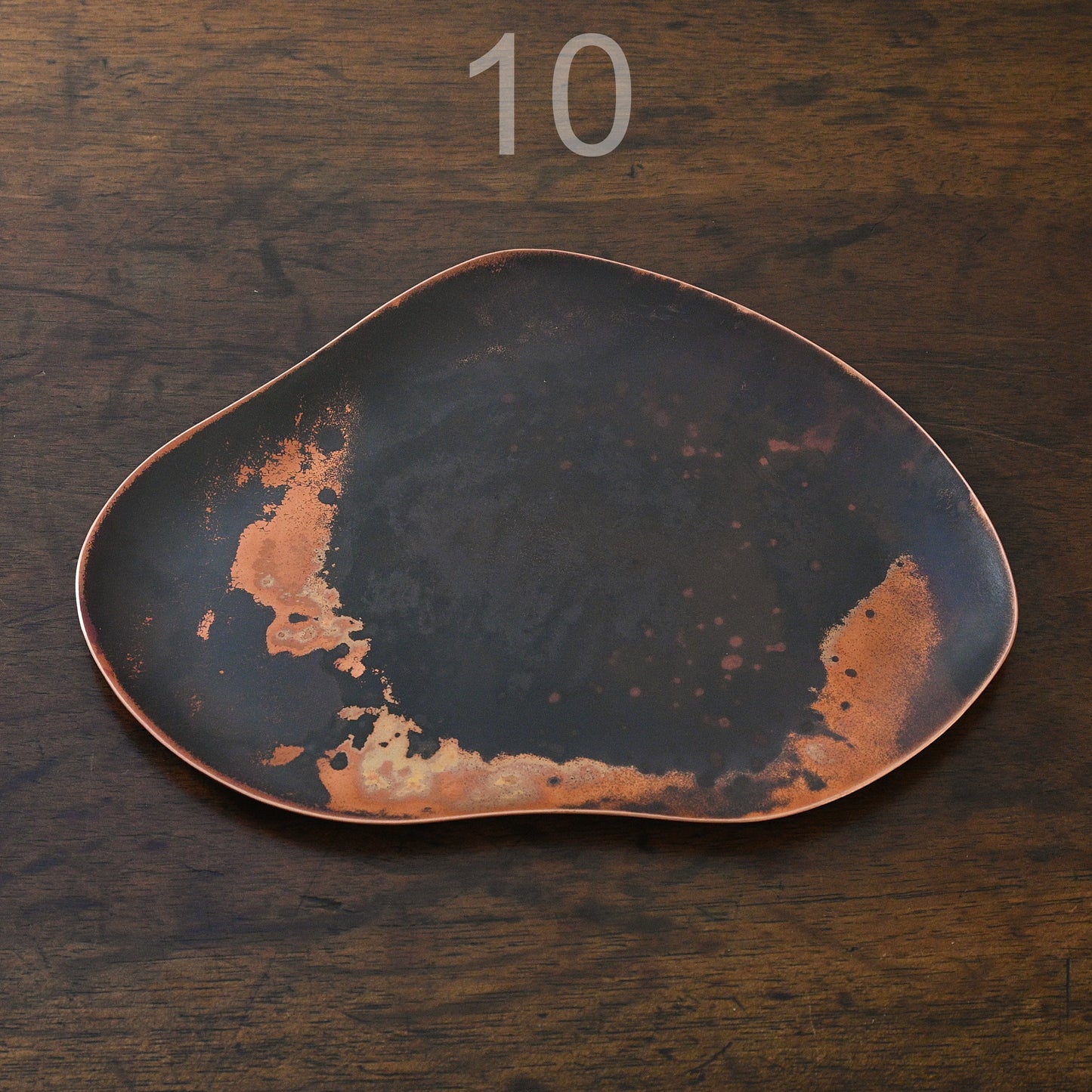 COPPER TRAYS WITH HEAT PATINA