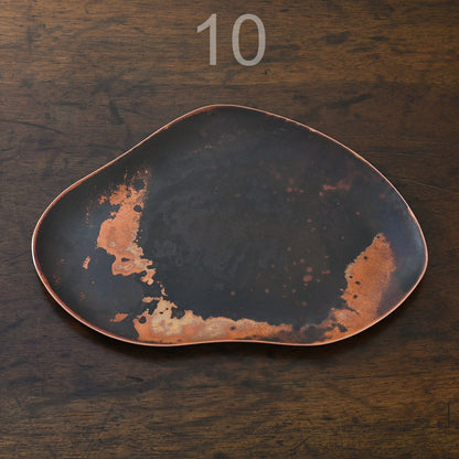 COPPER TRAYS WITH HEAT PATINA
