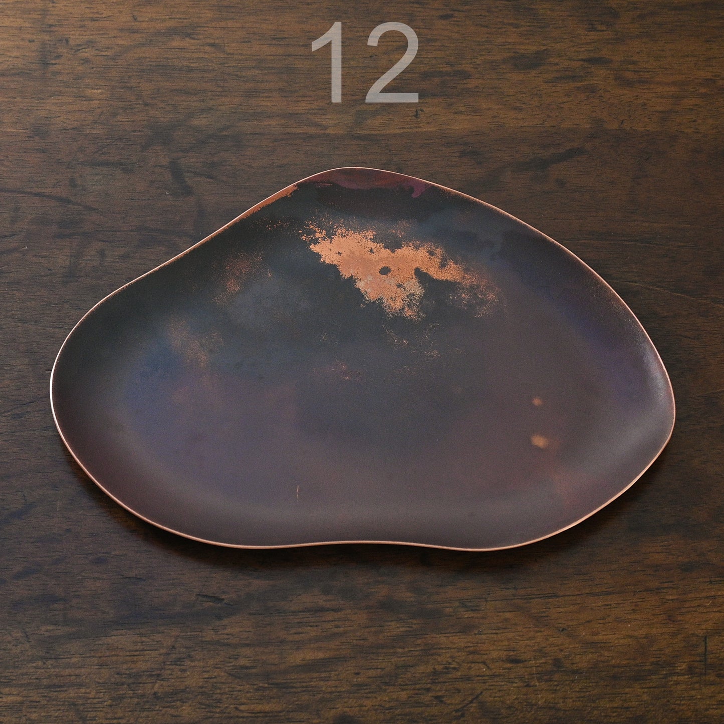 COPPER TRAYS WITH HEAT PATINA