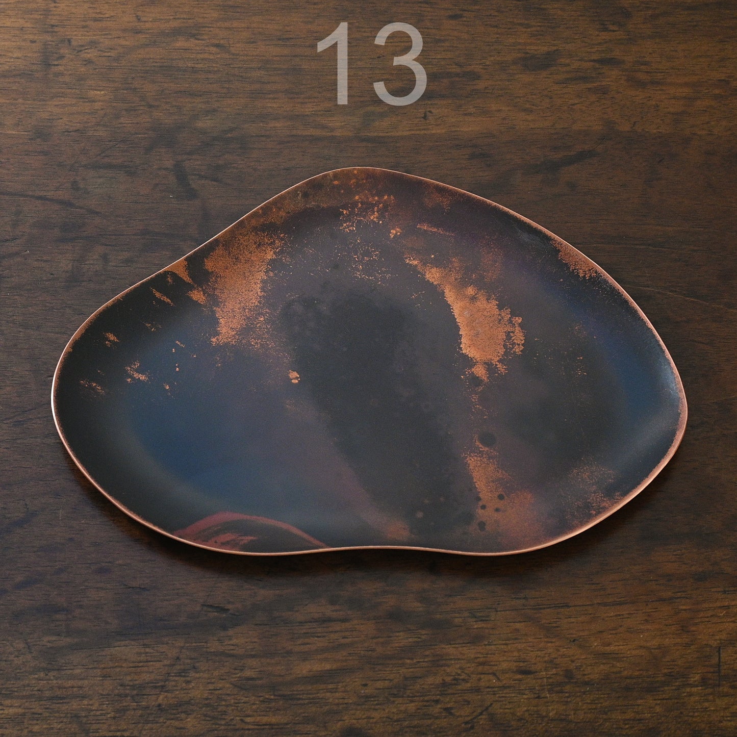COPPER TRAYS WITH HEAT PATINA