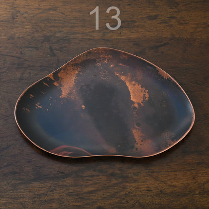 COPPER TRAYS WITH HEAT PATINA