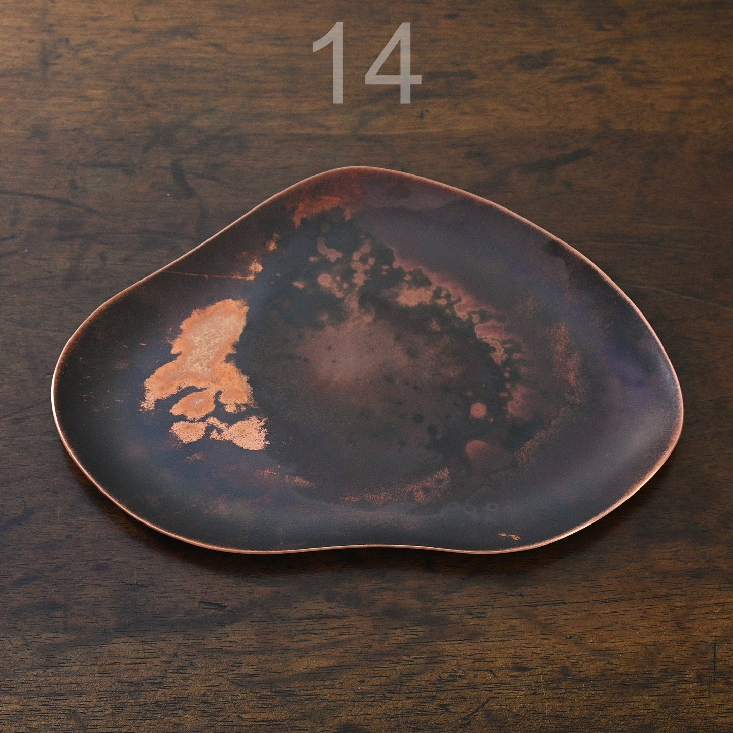 COPPER TRAYS WITH HEAT PATINA