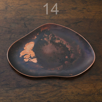 COPPER TRAYS WITH HEAT PATINA