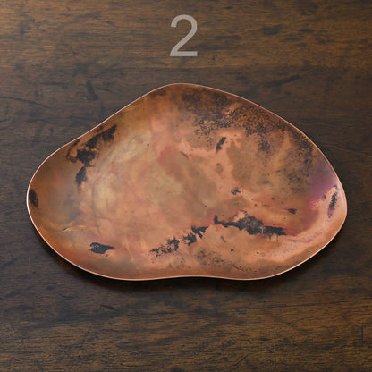 COPPER TRAYS WITH HEAT PATINA