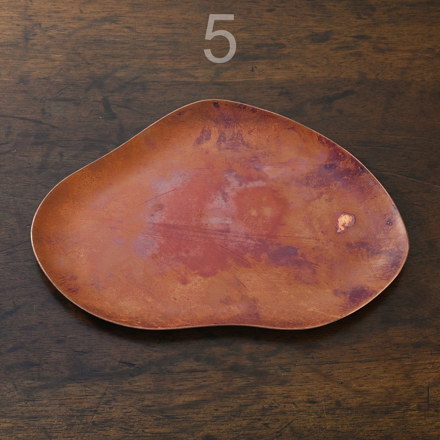 COPPER TRAYS WITH HEAT PATINA