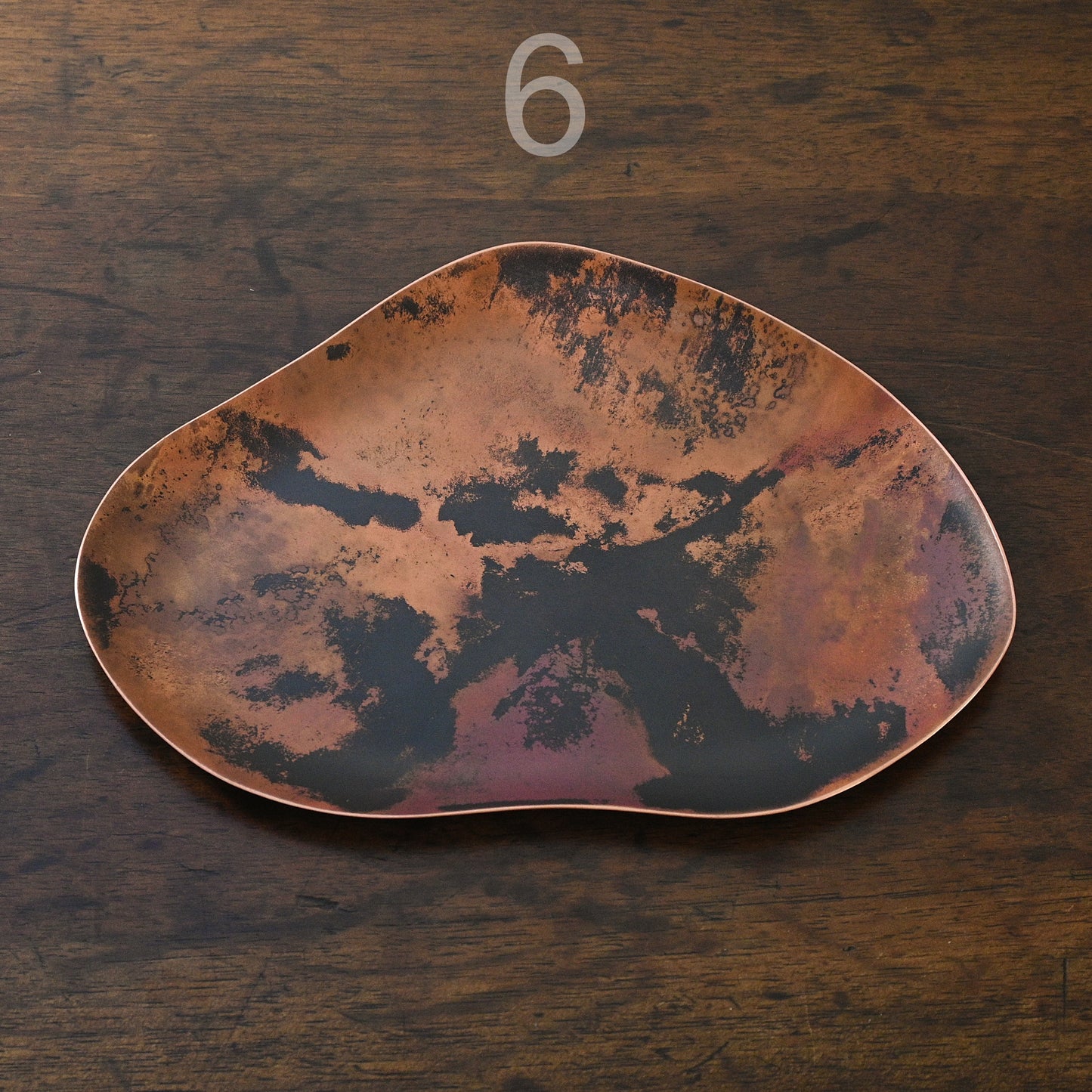 COPPER TRAYS WITH HEAT PATINA