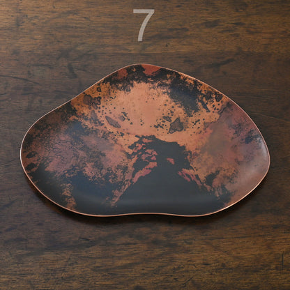 COPPER TRAYS WITH HEAT PATINA