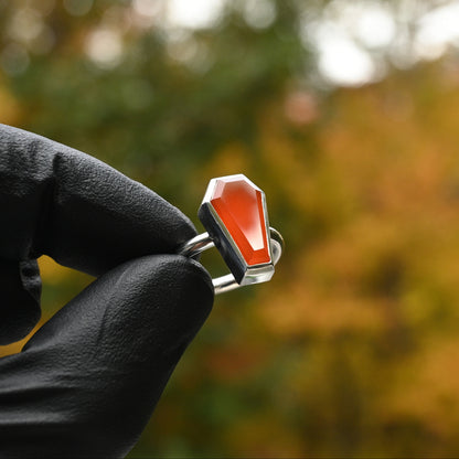 Silver & Carnelian Coffin Ring