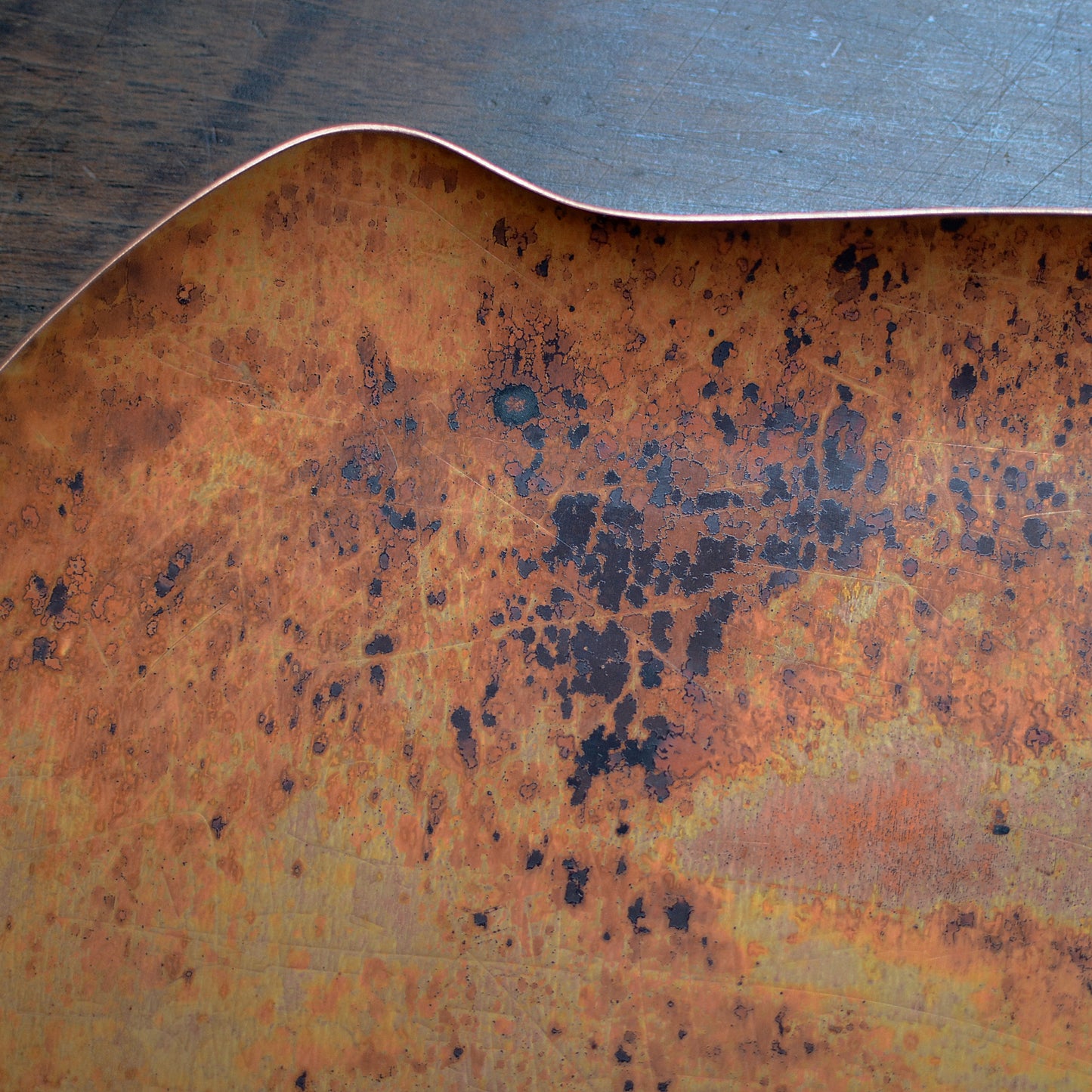 LARGE COPPER TRAY WITH HEAT PATINA • 1 OF 1
